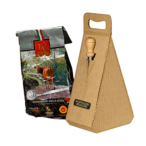 YesEatIs Special Box - Consorzio Vacche Rosse - Parmigiano Reggiano 40 monate - 1 Kg - Geschenkbox mit Edelstahl-Käsewerkzeug von Yeseatis TASTE ONLINE FOOD YESEATIS.COM