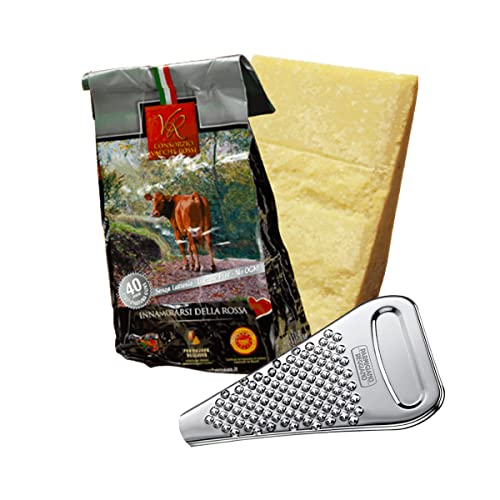 YesEatIs Special Box - Consorzio Vacche Rosse - Parmigiano Reggiano 40 monate - 1 Kg - Käsereibe aus Edelstahl von YesEatIs