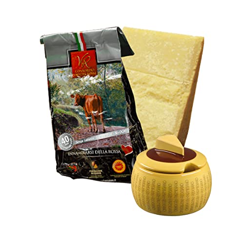 YesEatIs Special Box - Consorzio Vacche Rosse - Parmigiano Reggiano 40 monate - 1 Kg - Käseschale aus Keramik von YesEatIs