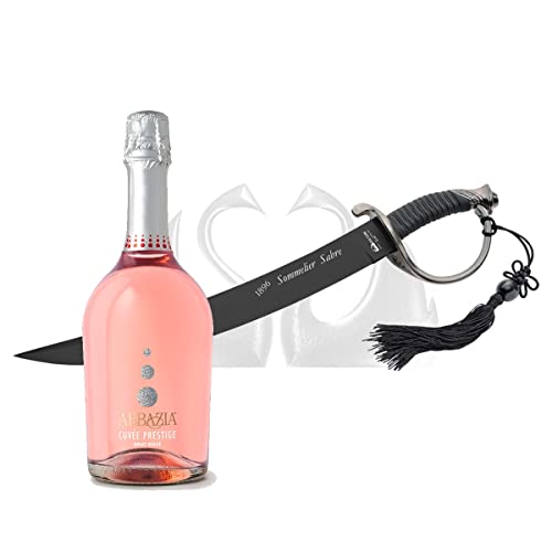 Yeseatis Sabrage Kit - Due Cigni Sommelier-Säbel 1896 Schwarze Klinge - Cuvee Prestige Spumante Brut Rosè - 0,75 l von YesEatIs