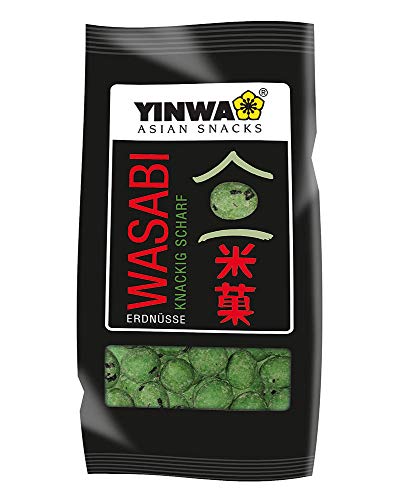 Yinwa Wasabi - Knackig scharfe Erdnüsse im knusprigen Teigmantel mit Wasabi - Exotischer Snack aus Asien - 75 g von Yinwa