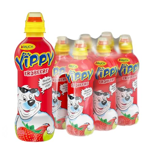 Yippy Erdbeere | der fruchtig farbenfrohe Kinderspaß | mit 5 Vitaminen und Calcium | 6x 330ml PET Flasche von Yippy