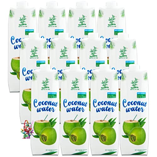 yoaxia ® - 12er Pack - [ 12x 1L ] Kokoswasser 1 Liter | Kokosnusswasser | 100% Natural | Coconut Water + ein kleiner Glücksanhänger gratis von yoaxia