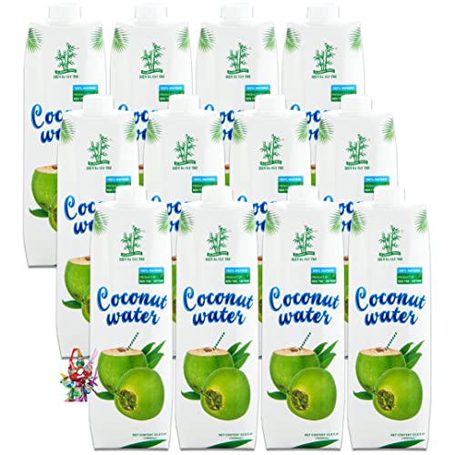 yoaxia ® - 12er Pack - [ 12x 1L ] Kokoswasser 1 Liter | Kokosnusswasser | 100% Natural | Coconut Water + ein kleiner Glücksanhänger gratis von Yoaxia