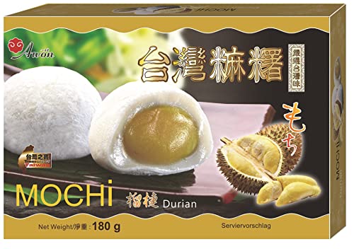 yoaxia ® - [ 180g ] Mochi, Durian / Klebreiskuchen mit Durian-Geschmack, asiatische Süßwarenspezialität von Yoaxia