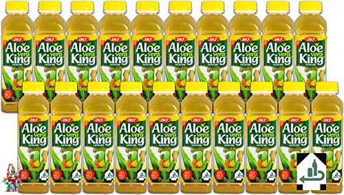 [ 20x 500ml ] Aloe Vera King Getränk ANANAS / Aloe Vera Drink inkl. 20x€0,25 Einwegpfand + ein kleiner Glücksanhänger gratis von Yoaxia