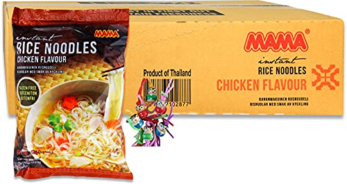 24er Pack - [ 24x 55g ] Instant Reisnudeln mit Hühnerfleischgeschmack/Glutenfrei/Instant Rice Noodles Chicken Flavour/Gluten Free + ein kleiner Glücksanhänger gratis von Yoaxia