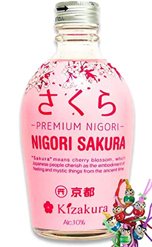 yoaxia ® - [ 300ml ] Sake Nigori Sakura (Kirschblüten) / ungefilterter Sake aus Japan, alc. 10% vol + ein kleiner Glücksanhänger gratis von yoaxia