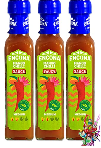 yoaxia ® - 3er Pack - [ 3x 142ml ] Süße Mango Chilisauce / Grill Sauce / Mango Chilli Sauce + ein kleiner Glücksanhänger gratis von Yoaxia