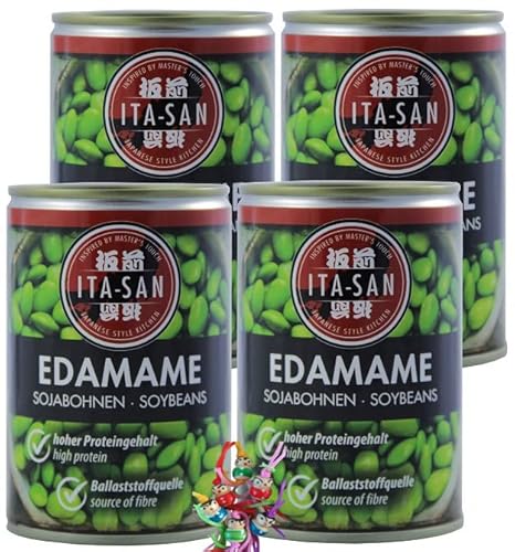 yoaxia ® - 4er Pack - [ 4x 400g / 230g ATG ] Edamame Sojabohnen Sojabohnenkerne / Soybean Kernels + ein kleiner Glücksanhänger gratis von yoaxia