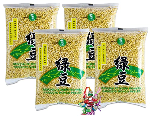 yoaxia ® - 4er Pack - [ 4x 400g ] geschälte Mungbohnen / Mungobohnen / peeled split mung bean + ein kleiner Glücksanhänger gratis von Yoaxia