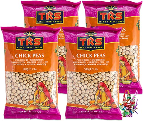 yoaxia ® - 4er Pack - [ 4x 500g ] TRS Kichererbsen / getrocknete Hülsenfrüchte / Chick Peas + ein kleiner Glücksanhänger gratischen von Yoaxia