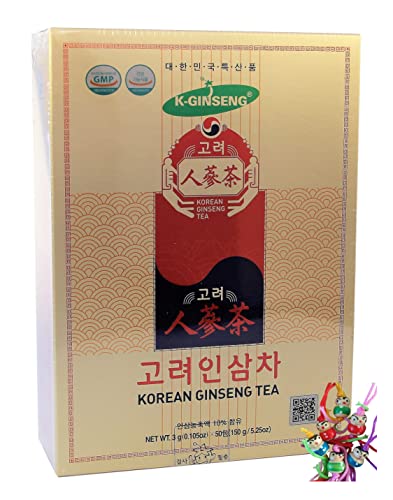 yoaxia ® - [ 50x 3g ] KOREAN GINSENG TEA Instantzubereitung für Teegetränk mit weißem Ginsengextrakt + ein kleines Glückspüppchen - Holzpüppchen von Yoaxia