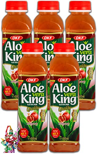 yoaxia ® - [ 5x 500ml ] Aloe Vera King Getränk GRANATAPFEL Geschmack/Aloe Vera Drink inkl. 5x€0,25 Einwegpfand + ein kleiner Glücksanhänger gratis von yoaxia