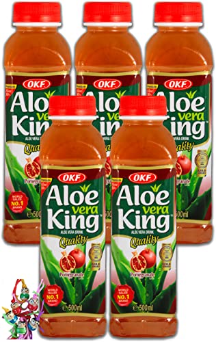 yoaxia ® - [ 5x 500ml ] Aloe Vera King Getränk GRANATAPFEL Geschmack / Aloe Vera Drink inkl. 5x€0,25 Einwegpfand + ein kleiner Glücksanhänger gratis von Yoaxia