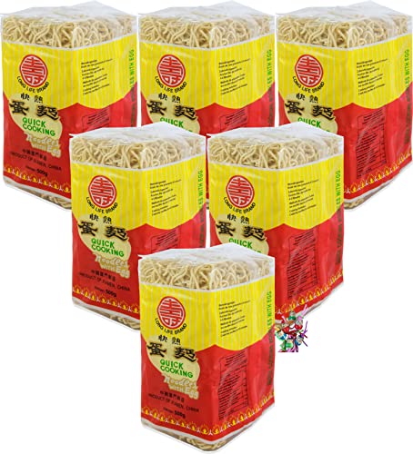 6er Pack - [ 6x 500g ] Schnellkochende Nudeln, mit Ei (6x 500g) | Quick Cooking Noodles + ein kleiner Glücksanhänger gratis von Yoaxia