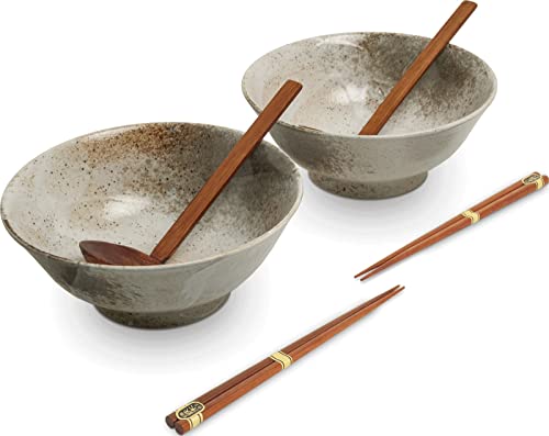 yoaxia ® - [ HIKARI ] Set je 2x Ramen Schüssel Ø21cm | H8,5cm , Essstäbchen und Ramenlöffel von Yoaxia