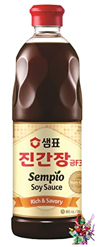 yoaxia ® - Sojasauce 860ml Jin Gold F3 | Koreanische Sojasauce | Soja Sauce Non-GMO + ein kleiner Glücksanhänger gratis von Yoaxia