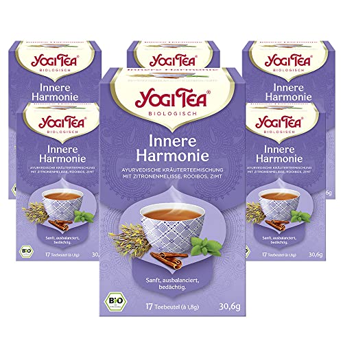 Yogi Tea - Innere Harmonie,Ayurvedischer Bio Gewürz- und Kräutertee, Mischung aus Melisse, Rooibos und Zimt, Yogi Tee 6er Pack, 6x17 Beutel (102 Teebeutel insgesamt), Ideal als Geschenk von Yogi Tea