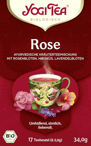 YOGI TEA Rose, Ayurvedischer Bio Gewürztee, Mischung aus Rose, Hibiskus und Lavendelblüten, 6x17 Beutel (102 Teebeutel insgesamt) von YOGI TEA