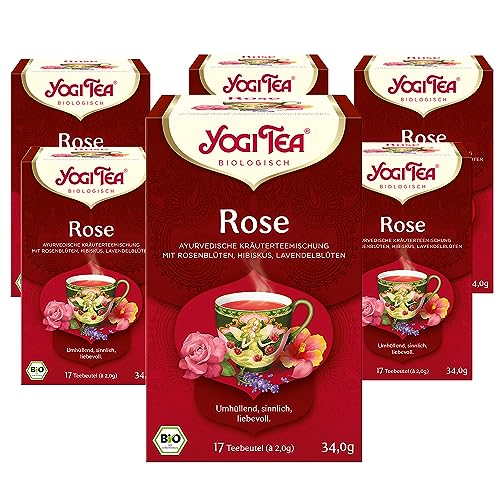 YOGI TEA Rose, Ayurvedischer Bio Gewürztee, Mischung aus Rose, Hibiskus und Lavendelblüten, 6x17 Beutel (102 Teebeutel insgesamt) von YOGI TEA