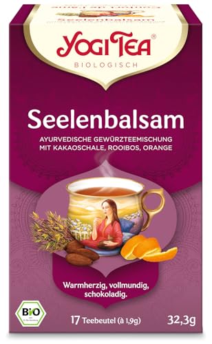 Yogi Tea - Seelenbalsam, Ayurvedischer Bio Kräutertee, Mischung aus Kakaoschalen, Rooibos und Orange, Yogi Tee 6er Pack, 6x17 Beutel (102 Teebeutel insgesamt), Ideal als Geschenk von Yogi Tea