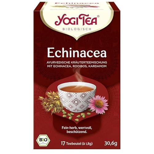 Yogi Tea Echinacea, Ayurvedischer Bio Gewürzteevon Natur aus Koffeinfrei, mit Rooibos und Gewürzen des Orients, 6x17 Beutel (102 Teebeutel insgesamt) von Yogi Tea