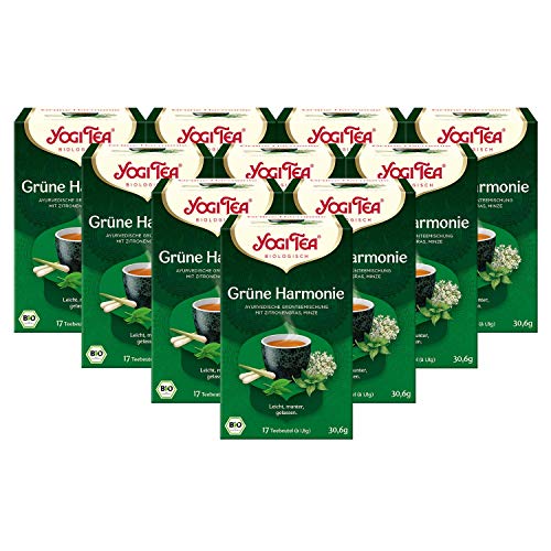 Yogi Tea 10x Grüne Harmonie Bio Yogi Tee I ayurvedische Gewürz-Tee-Mischung auf Grüntee-Basis I 170 Tee-Beutel I Grüner Tee 10 Päckchen von YOGI TEA
