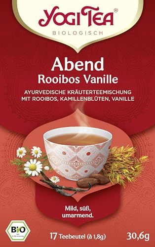 YOGI TEA Abend Rooibos Vanille, Ayurvedischer Bio Gewürztee, mit Kamillenblüten und Vanille, 6x17 Beutel (102 Teebeutel insgesamt) von Yogi Tea