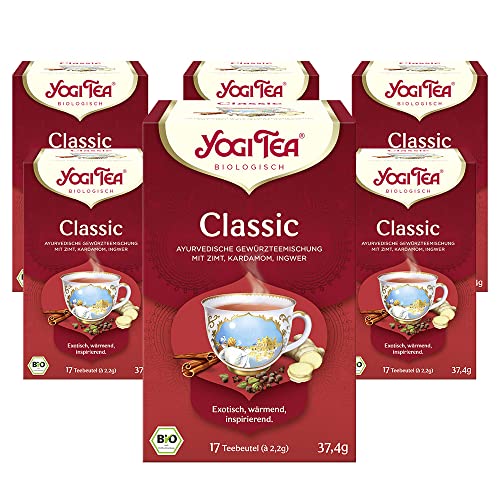Yogi Tea - Classic Chai, Ayurvedischer Bio Gewürztee von Natur aus koffeinfrei, Mischung aus Zimt, Kardamom und Ingwer, Yogi Tee 3er Pack, 3x17 Beutel (51 Teebeutel insgesamt), Ideal als Geschenk von Yogi Tea