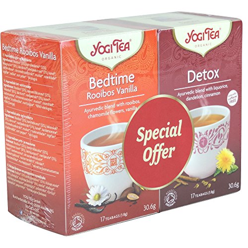 Yogi Tea - Double Pack - Bedtime Rooibos Vanilla (30.6g) & Detox (30.6g) (Case of 6) von YOGI TEA