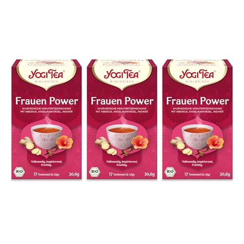Yogi Tea - Frauenpower, Ayurvedischer Bio Gewürz- und Kräutertee, von Natur aus koffeinfrei, Angelikawurzel, Ingwer, Hibiskus, Yogi Tee 3er Pack, 3x17 Beutel (51 Teebeutel insgesamt) von Yogi Tea