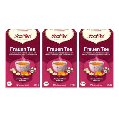 Yogi Tea - Frauentee, Ayurvedischer Bio Gewürzteevon Natur aus Koffeinfrei, mit Kamille, Ingwer und Orangenschalen, Yogi Tee 3er Pack, 3x17 Beutel (51 Teebeutel insgesamt) von Yogi Tea