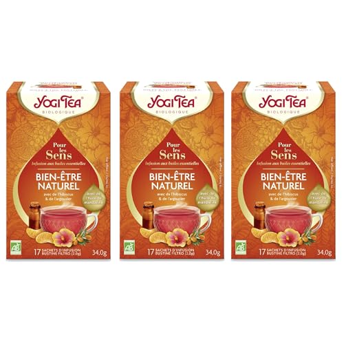 Yogi Tea - Für die Sinne, Natürliches Wohlgefühl, Bio-Kräutertee mit ätherischen Ölen, von Natur aus koffeinfrei, Mandarine, Hibiskus, Sanddorn, Yogi Tee 3er Pack, 3x17 Beutel (51 Teebeutel insgesamt) Yogi Tea - Für die Sinne, Natürliches Wohlgefühl, Bio-Kräutertee mit ätherischen Ölen, von Natur aus koffeinfrei, Mandarine, Hibiskus, Sanddorn, Yogi Tee 3er Pack, 3x17 Beutel (51 Teebeutel insgesamt) von Yogi Tea