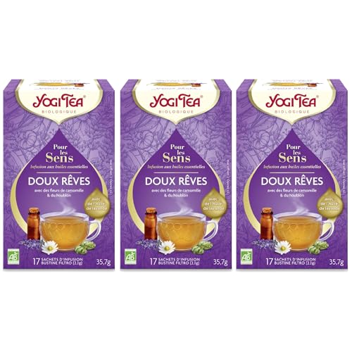 Yogi Tea - Für die Sinne, Süße Träume, Ayurvedischer Bio-Kräutertee mit ätherischen Ölen, von Natur aus koffeinfrei, Lavendel, Kamille, Hopfen, Yogi Tee 3er Pack, 3x17 Beutel (51 Teebeutel insgesamt) Yogi Tea - Für die Sinne, Süße Träume, Ayurvedischer Bio-Kräutertee mit ätherischen Ölen, von Natur aus koffeinfrei, Lavendel, Kamille, Hopfen, Yogi Tee 3er Pack, 3x17 Beutel (51 Teebeutel insgesamt) von Yogi Tea