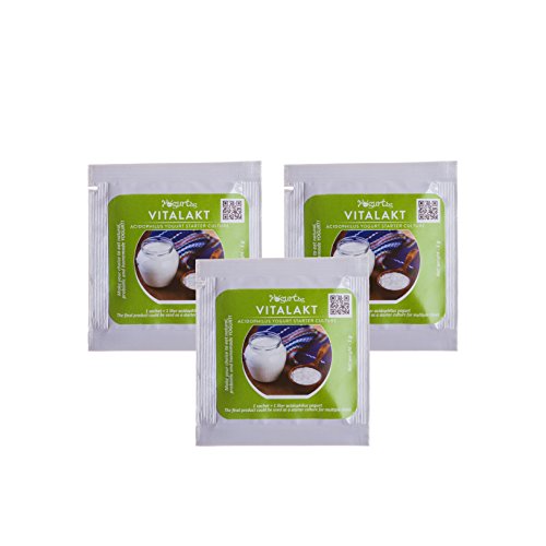 Vitalakt - Acidophilus Joghurt Starterkultur - organisch,3 Beutel für 3 Liter originalen hausgemachten bulgarischen Milchprodukt von Yogurt.bg