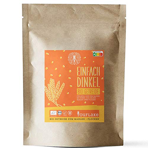 YouFlake BIO Getreide 2,5 kg BigPack | 100% Bio Getreide aus Deutschland | Getreide zum Mahlen oder Flocken | Für Müsli und zum Backen (Bio Dinkel)… von YouFlake