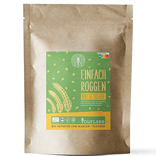 YouFlake BIO Getreide 2,5 kg BigPack | 100% Bio Getreide aus Deutschland | Getreide zum Mahlen oder Flocken | Für Müsli und zum Backen (Bio Roggen)… von YouFlake