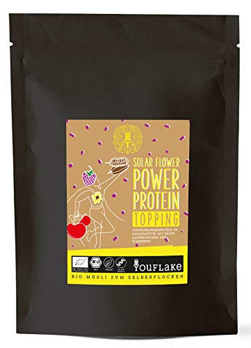 YouFlake Müsli Topping (Bio) SOLAR FLOWER POWER PROTEIN | Sonnenblumenprotein im Kakaomantel mit Kirschen & Himbeeren von YouFlake