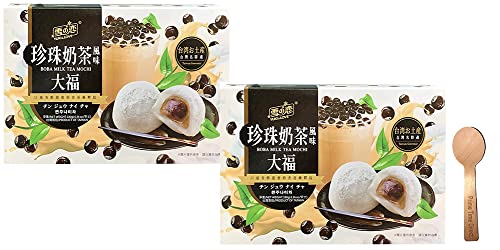 Yuki & Love Boba Milk Tea Mochi Bag 180 ml (2 Stück) Bundle mit PrimeTime Direct Löffel in einem versiegelten PTD Beutel von Yuki & Love
