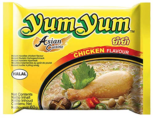 Yum Yum Chicken Instant Nudeln Nudelsuppe mit Hühnergeschmack Halal Helal je 60gr (30x60gr) von Yum Yum