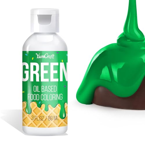 Fettlösliche Lebensmittelfarbe - Ölbasis Lebensmittelfarben für Schokolade, Buttercreme, Süßigkeiten, Zuckerguss - Konzentrierte Oil Based Food Coloring zum Backen, Kochen, Fondant (Grün, 88ml) von YumCraft