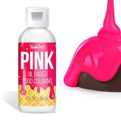 Fettlösliche Lebensmittelfarbe - Ölbasis Lebensmittelfarben für Schokolade, Buttercreme, Süßigkeiten, Zuckerguss - Konzentrierte Oil Based Food Coloring zum Backen, Kochen, Fondant (Rosa, 88ml) von YumCraft