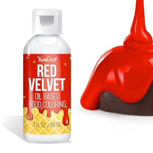 Fettlösliche Lebensmittelfarbe - Ölbasis Lebensmittelfarben für Schokolade, Buttercreme, Süßigkeiten, Zuckerguss - Konzentrierte Oil Based Food Coloring zum Backen, Kochen, Fondant (Roter Samt, 88ml) von YumCraft