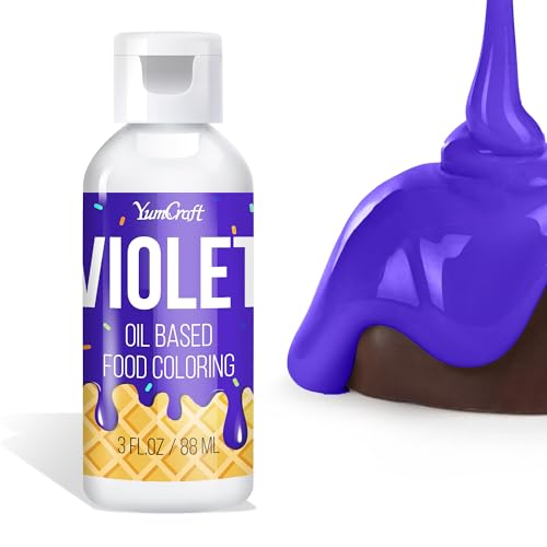 Fettlösliche Lebensmittelfarbe - Ölbasis Lebensmittelfarben für Schokolade, Buttercreme, Süßigkeiten, Zuckerguss - Konzentrierte Oil Based Food Coloring zum Backen, Kochen, Fondant (Violett, 88ml) von YumCraft