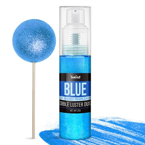 Essbarer Glitzer Spray für Getränke - 20g Lebensmittel Glitzerpulve für Likör, Cocktails, Dekorieren Torten - Geschmacklos Glitzer Pulver Glitzerstaub für Sekt, Wein, Champagner, Backen (Blau) von YumCraft