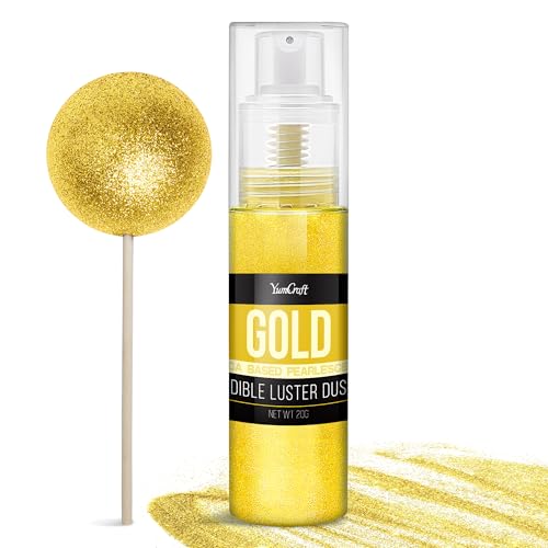 Essbarer Glitzer Spray für Getränke - 20g Lebensmittel Glitzerpulve für Likör, Cocktails, Dekorieren Torten - Geschmacklos Glitzer Pulver Glitzerstaub für Sekt, Wein, Champagner, Backen (Gold) von YumCraft