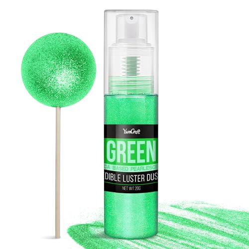 Essbarer Glitzer Spray für Getränke - 20g Lebensmittel Glitzerpulve für Likör, Cocktails, Dekorieren Torten - Geschmacklos Glitzer Pulver Glitzerstaub für Sekt, Wein, Champagner, Backen (Grün) von YumCraft