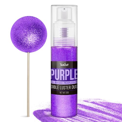 Essbarer Glitzer Spray für Getränke - 20g Lebensmittel Glitzerpulve für Likör, Cocktails, Dekorieren Torten - Geschmacklos Glitzer Pulver Glitzerstaub für Sekt, Wein, Champagner, Backen (Lila) von YumCraft