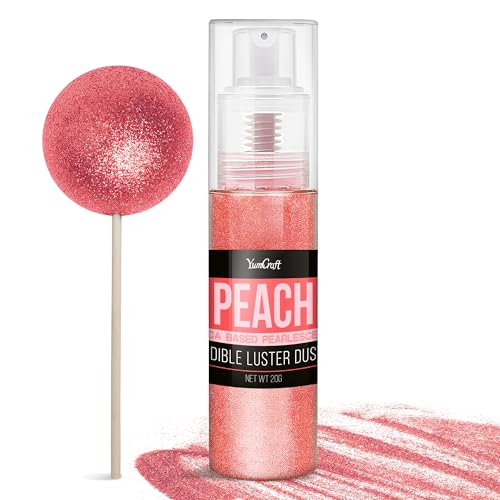 Essbarer Glitzer Spray für Getränke - 20g Lebensmittel Glitzerpulve für Likör, Cocktails, Dekorieren Torten - Geschmacklos Glitzer Pulver Glitzerstaub für Sekt, Wein, Champagner, Backen (Pfirsichrot) von YumCraft
